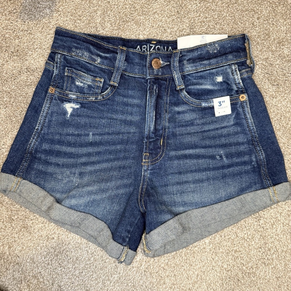 Arizona Jeans Junior Girls‎ Women Mom Shorts Size 0 High Rise 3" Inseam Cotton